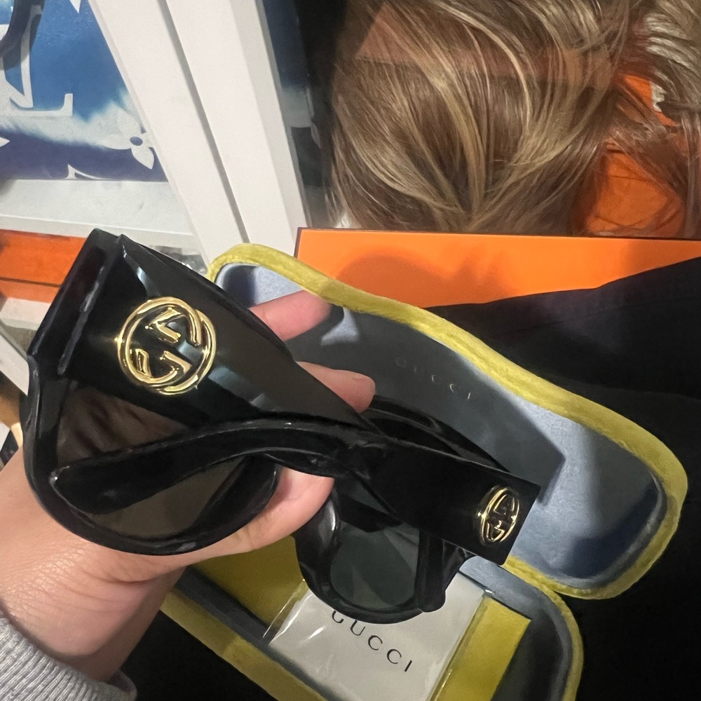 Gucci Black Sunglasses with Gold Detail